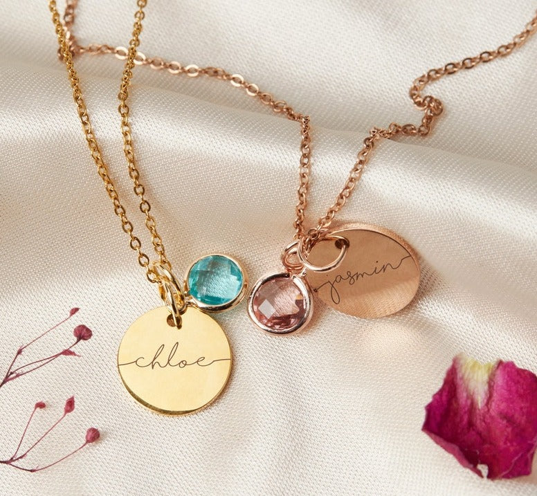 Custom Disc with Birthstone Necklace - CG2979S,CG2980S,CG2981S