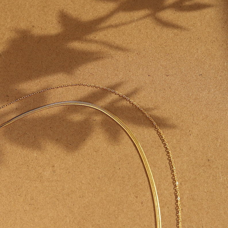 Dainty Herringbone Chain Necklace Set - CG2692S