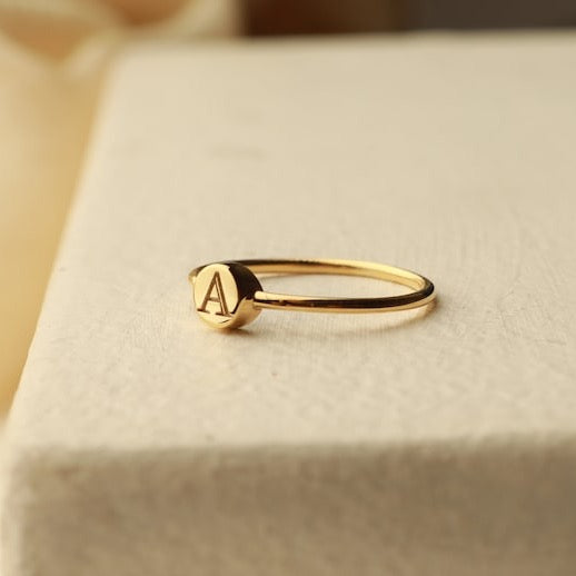 Dainty Personalized Initial Ring