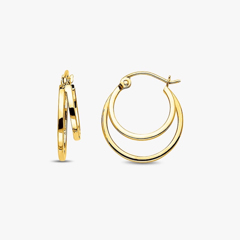 Double Gold Hoop Earrings