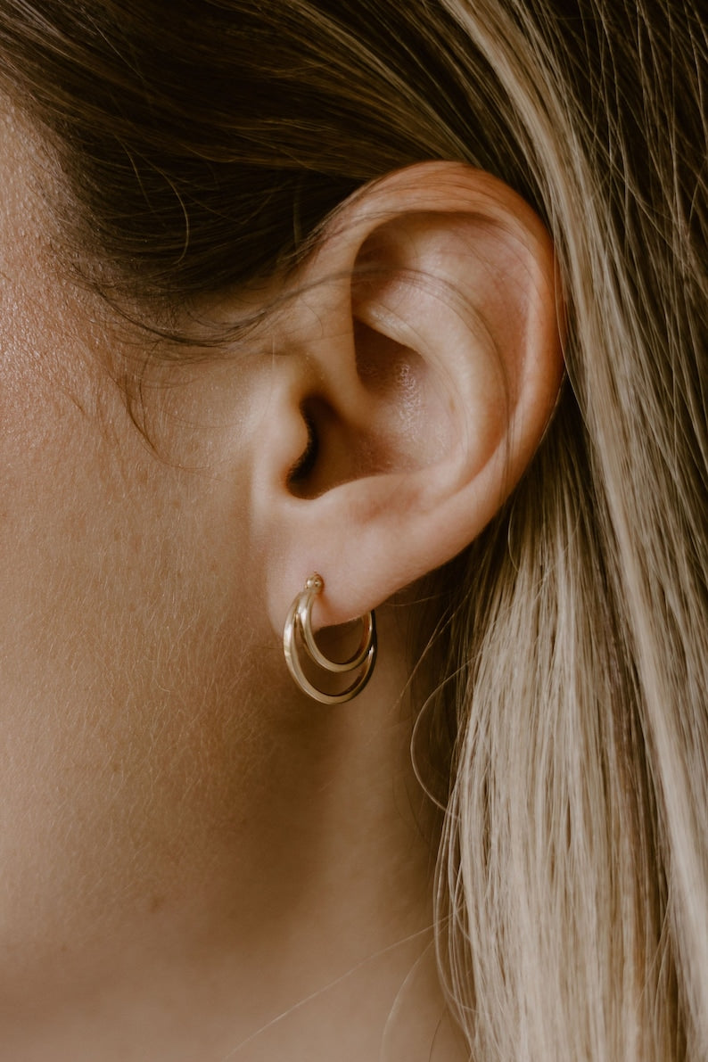 Double Gold Hoop Earrings