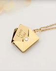 Personalized Envelope Letter Necklace with Real Rose Box