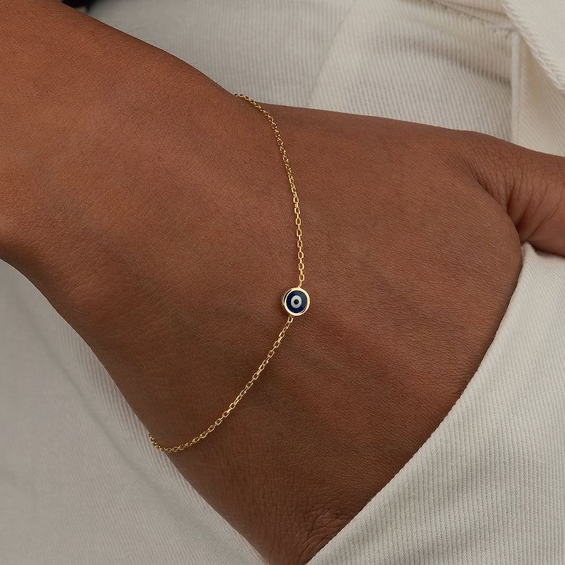 Dainty Evil Eye Charm Bracelet