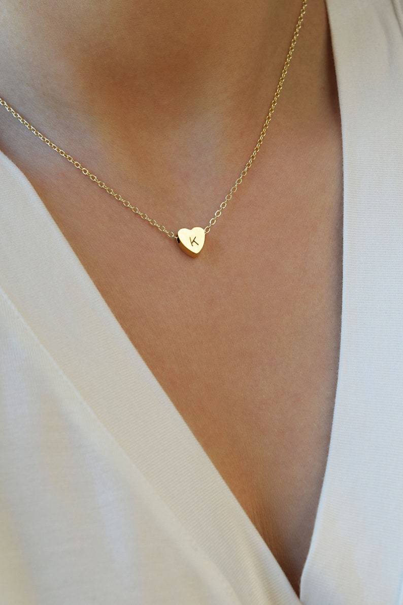 Tiny Initial Heart Necklace