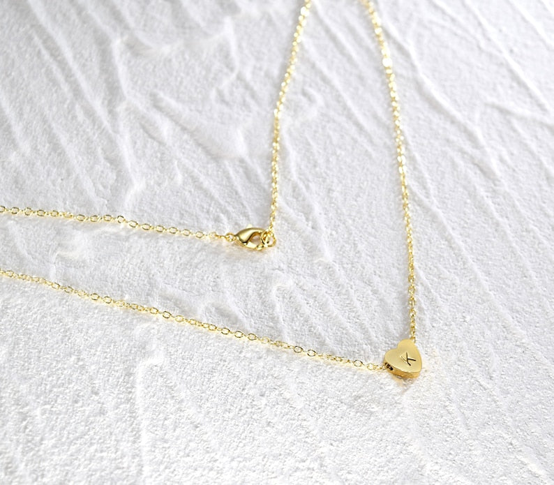 Tiny Initial Heart Necklace - CG1338S,CG1339S,CG1340S,CG1341S,CG1342S,CG1348S,CG1349S,CG1350S,CG1351S,CG1352S,CG4485S,CG4486S,CG4487S,CG4488S,CG4489S