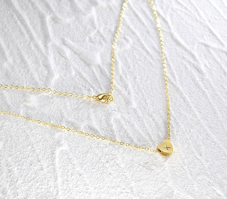 Tiny Initial Heart Necklace