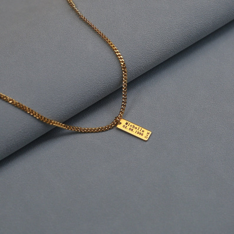 Personalized Name and Date Bar Necklace - CG2157S,CG2159S,CG2161S