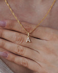 Diamond Initial Birthstone Necklace