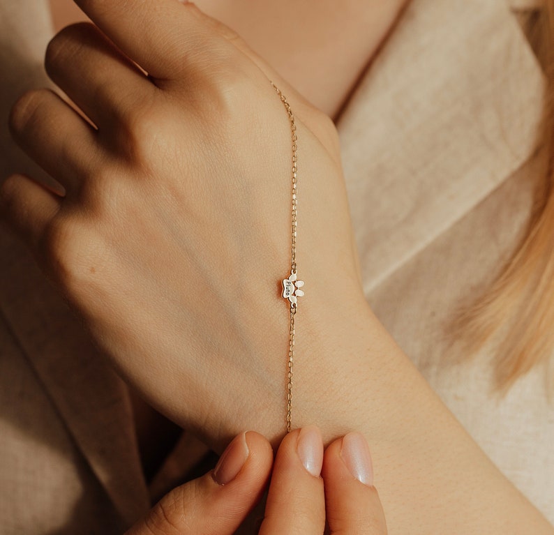 Paw Print Name Bracelet