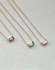 Gold Baguette Birthstone Necklace - CG1689S