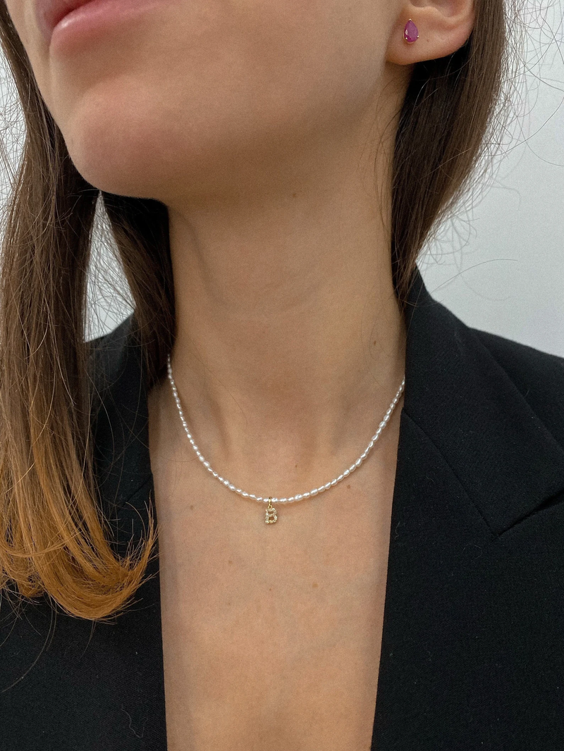 Pearl Initial Necklace - CG3895S,CG3896S,CG3897S