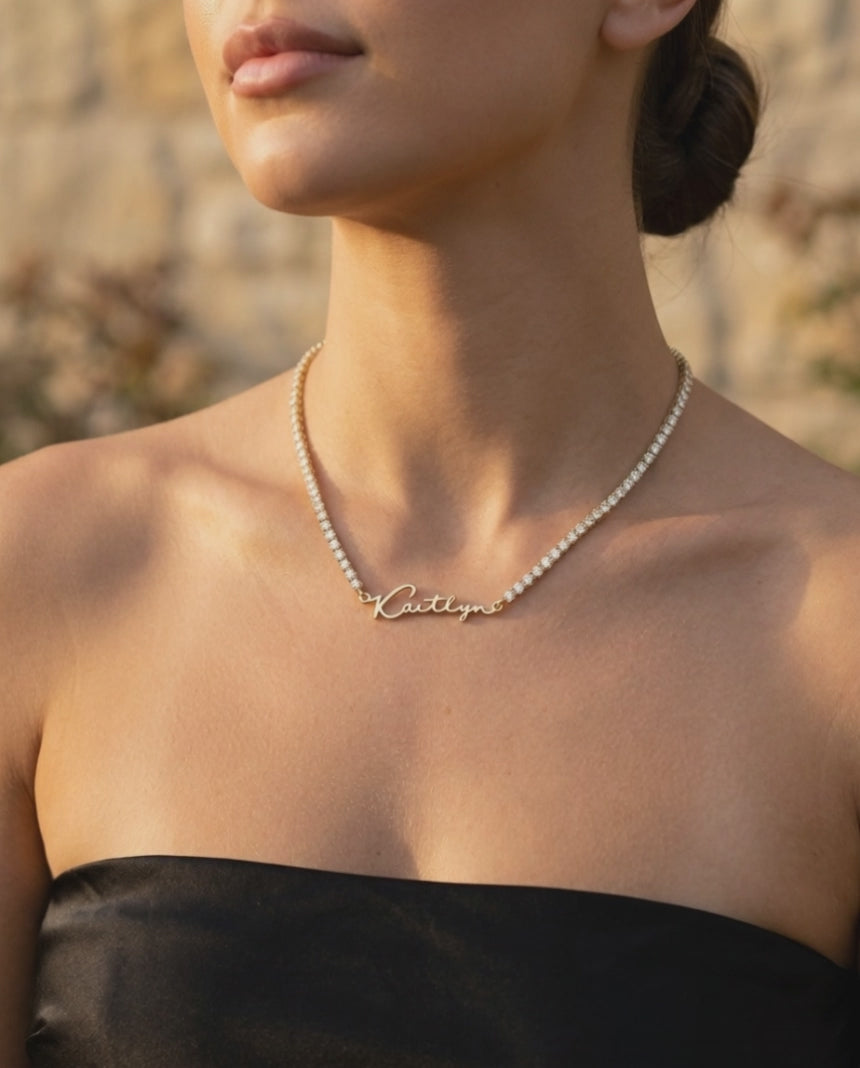 Script Tennis Necklace