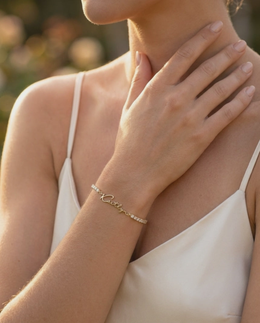 Script Tennis Bracelet