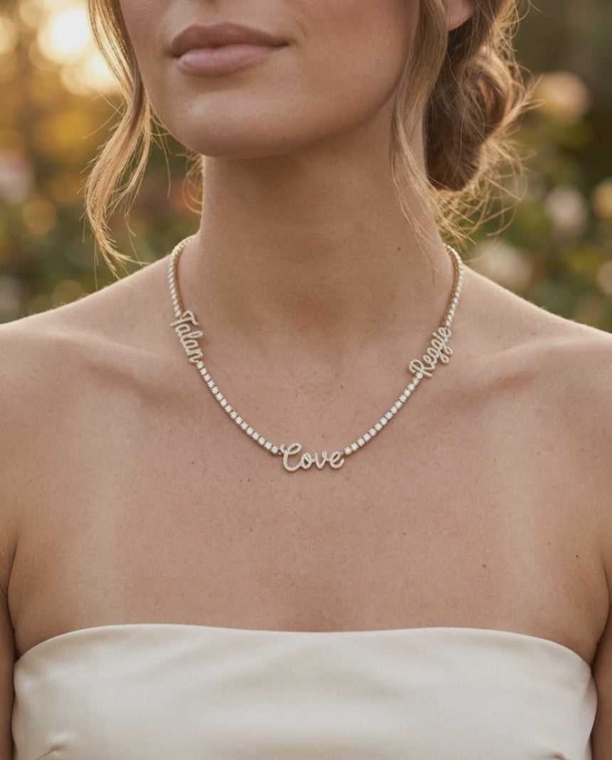 Pavé Script Tennis Necklace