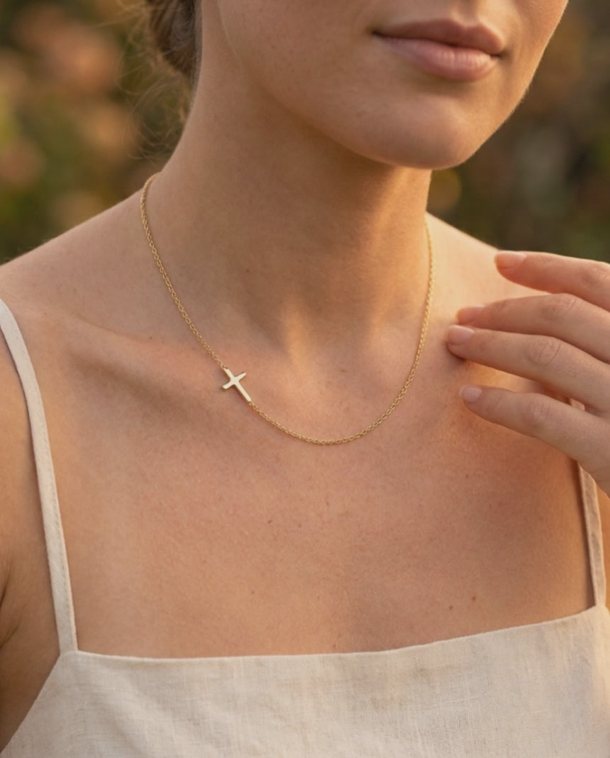 Sideways Cross Necklace