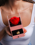 Personalized Envelope Letter Necklace with Real Rose Box