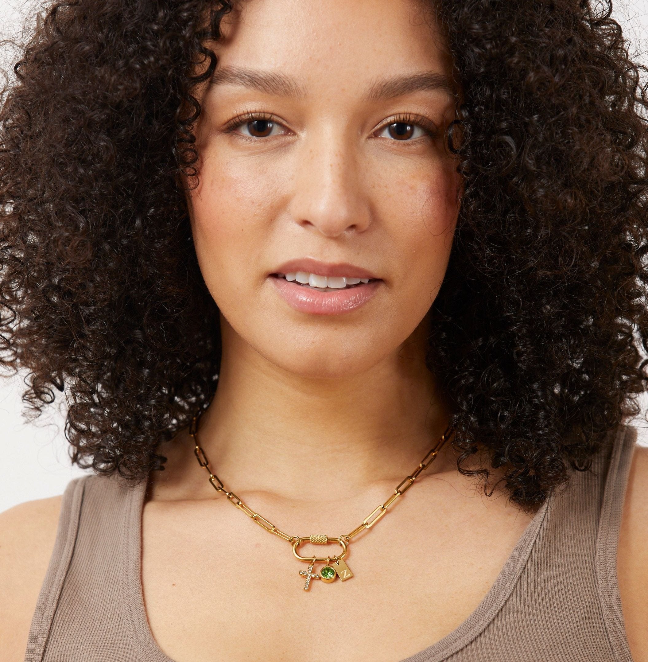 Personalized Charm Necklace with Carabiner - CG3735S,CG3736S,CG3737S,CG3738S,CG3739S,CG3740S