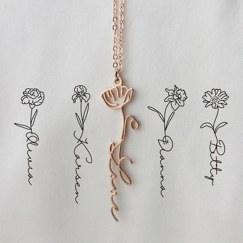 birthflower name necklace - CG0603S,CG0604S,CG0605S,CG4447S
