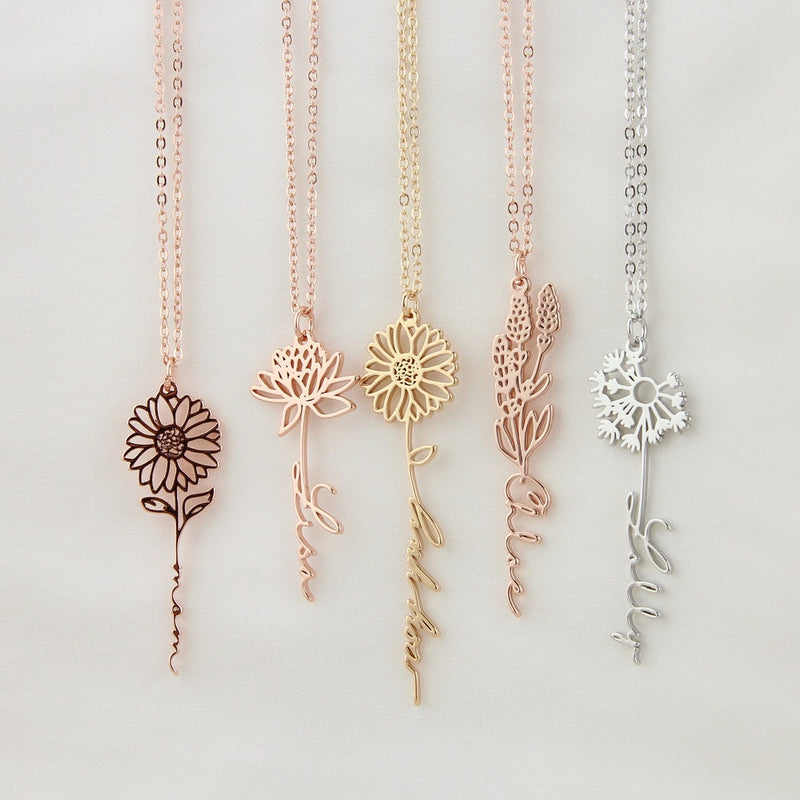 birth flower necklace - CG0603S,CG0604S,CG0605S,CG4447S