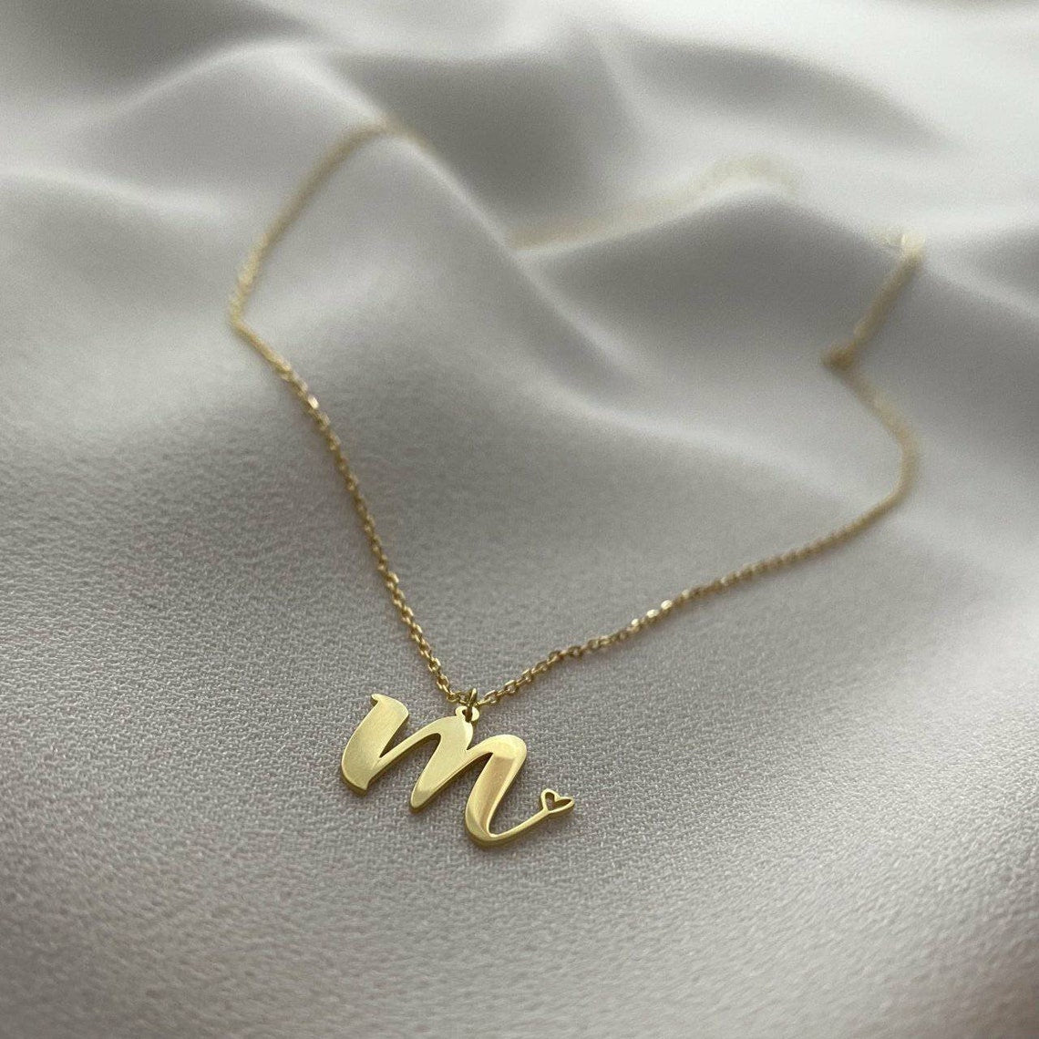 Custom Heart Initial Necklace