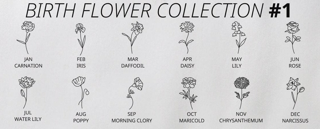 Horizontal Birth Flower Name Necklace
