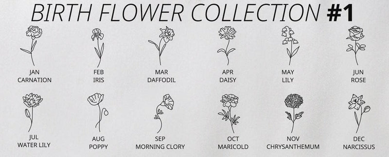 Horizontal Birth Flower Name Necklace