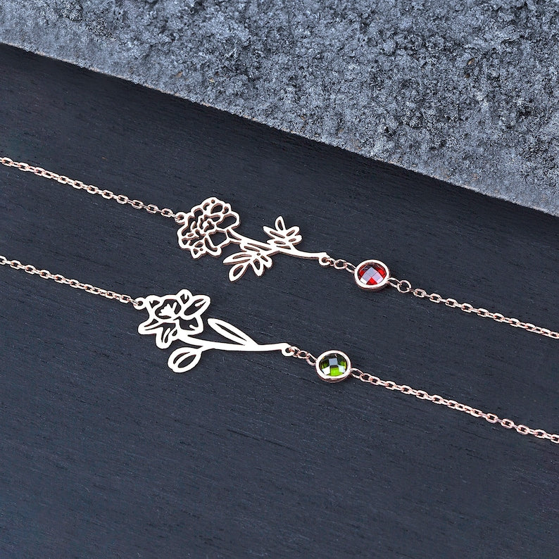 Personalized Birthflower Bracelet - CG1098S,CG1104S,CG1110S